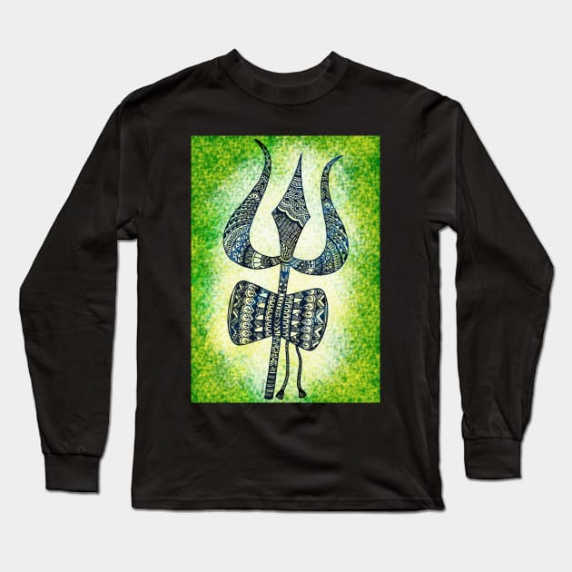 Shiva's Trident - Textured Long Sleeve T-Shirt by Shweta.Designs